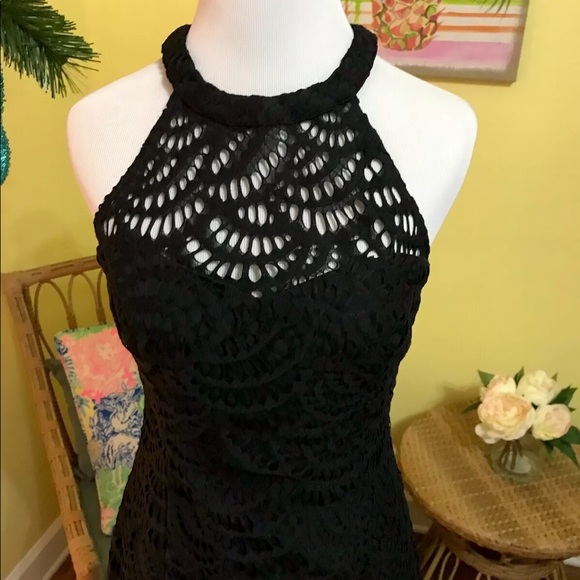 Lilly Pulitzer NWT Kenna Halter Dress Onyx Scalloped Fan Lace Size 0 - Picture 8 of 14